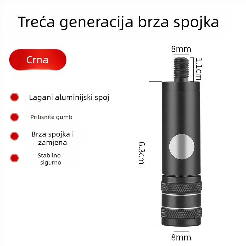 Konektor štapa mreže za ribolov s protivokretanjem, glava brzog otpuštanja pritiskom, aluminijski spoj, brend Dashi