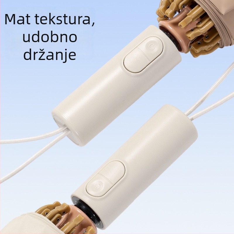 Obrnuti kišobran s 10 rebara, automatsko otvaranje i zatvaranje, UV zaštita UPF50+, aluminijski štap, 210T tkanina