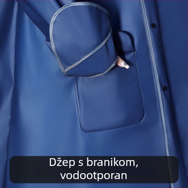 Kišni kaput za električno vozilo / motocikl - dugačak, cjelovita zaštita tijela, jednodijelni dizajn, EVA tkanina 15 denier, za odrasle, minimalistički stil