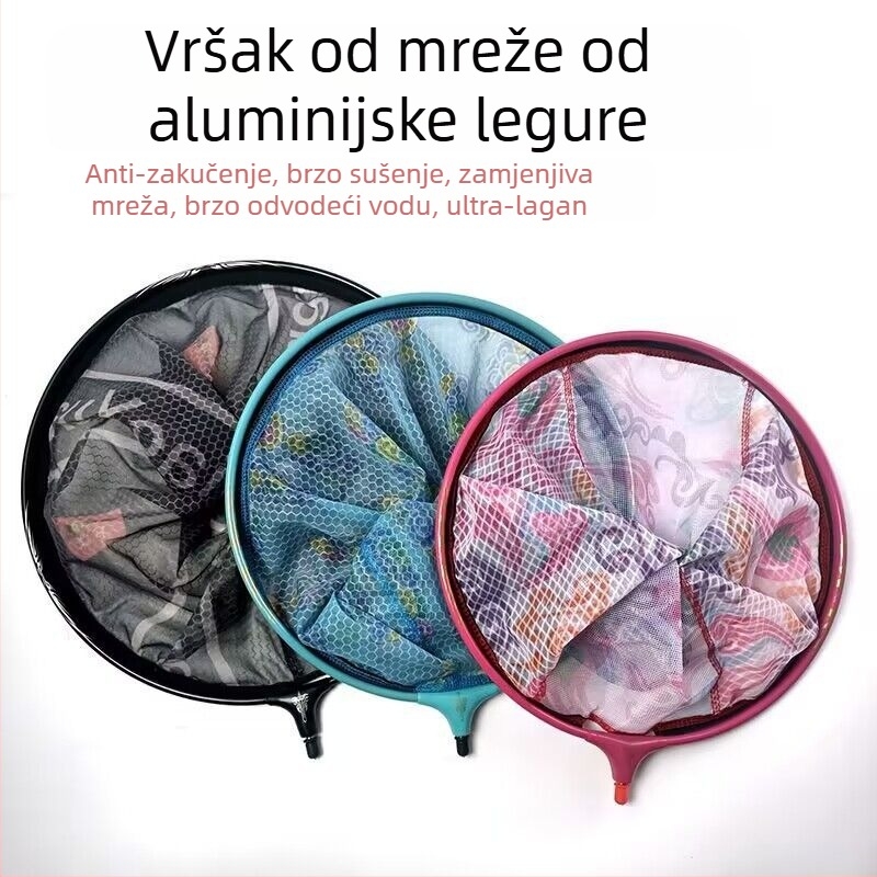 Glava ribarske mreže od karbonsko-aluminijske legure, nano brzo-sušeća mreža, ultra lagana, zamjenjiva mreža, fina mreža (dubina 30; nosivost 30)