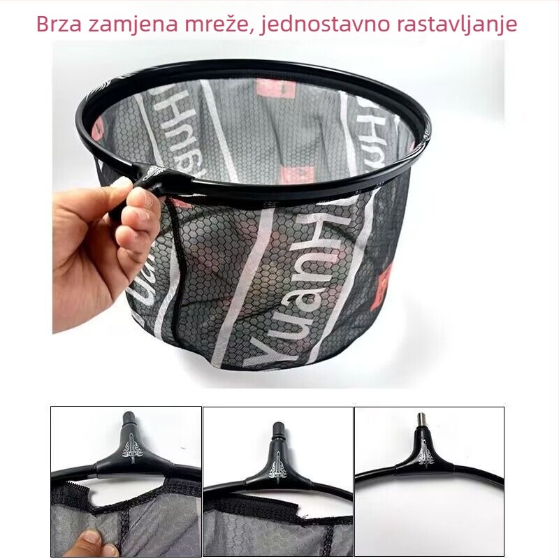 Glava ribarske mreže od karbonsko-aluminijske legure, nano brzo-sušeća mreža, ultra lagana, zamjenjiva mreža, fina mreža (dubina 30; nosivost 30)