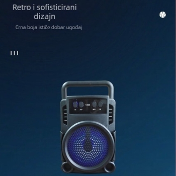 Bežični Bluetooth zvučnik 1360 – Prijenosni za vanjske i kućne potrebe, Karaoke, 10W, Bluetooth 5.0, 100Hz-20kHz, Ugrađena baterija
