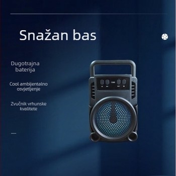 Bežični Bluetooth zvučnik 1360 – Prijenosni za vanjske i kućne potrebe, Karaoke, 10W, Bluetooth 5.0, 100Hz-20kHz, Ugrađena baterija