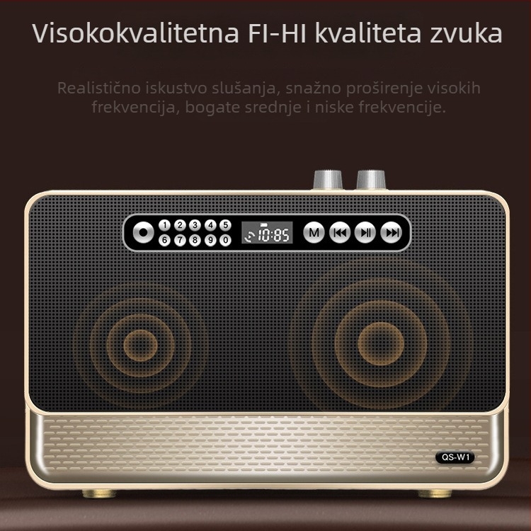 Drveni Bluetooth zvučnik s utorom za karticu, 60Hz-15kHz, 40W, 3600mAh, Bluetooth 5.0