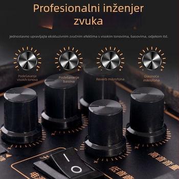 Drveni Bluetooth zvučnik za vanjsko karaoke i square dance – 20W, Bluetooth 5.0, IPX3, 40Hz-20kHz, domet 50 m