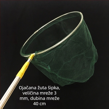 Komplet od nehrđajućeg čelika: mreža za ribolov s prilagodljivom teleskopskom šipkom i uklonjivim sklopivim prstenom