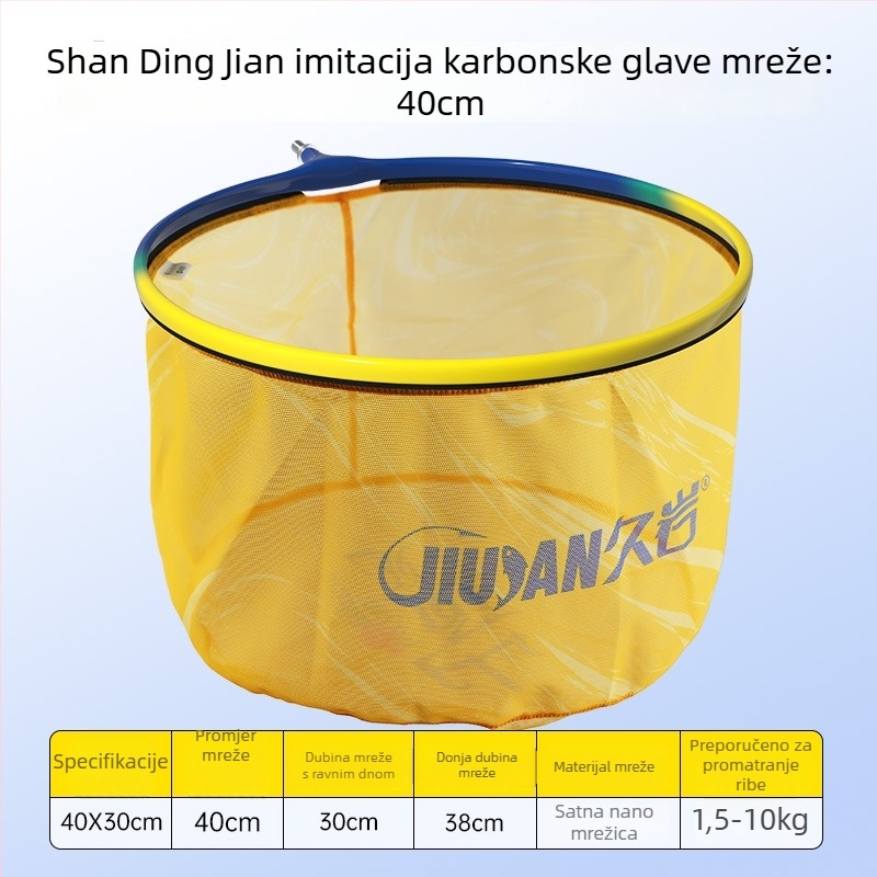 Karbonska štapa za mrežu za ribolov s karbonskom glavom — ultralagana, ultratvrda, teleskopična, nosivost 10 kg