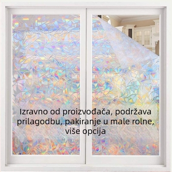 PVC 3D elektrostatni duhoviti stakleni films za prozor – bez ljepila, UV otporan, privatnost, dnevni boravak, spavaća soba, kupaonica