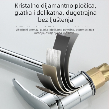 Kuhinjski faucet s dugim izljevom, jednim pokretom, tijelo od cinka, keramički disk ventil, ulaz/izlaz 1/2''