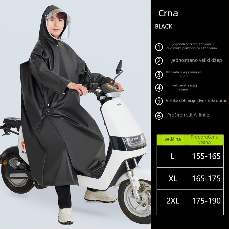 Meisi EVA odrasli kišni pončo za motocikle i električna vozila sa dijagonalnim zatvaračem, uobičajene debljine
