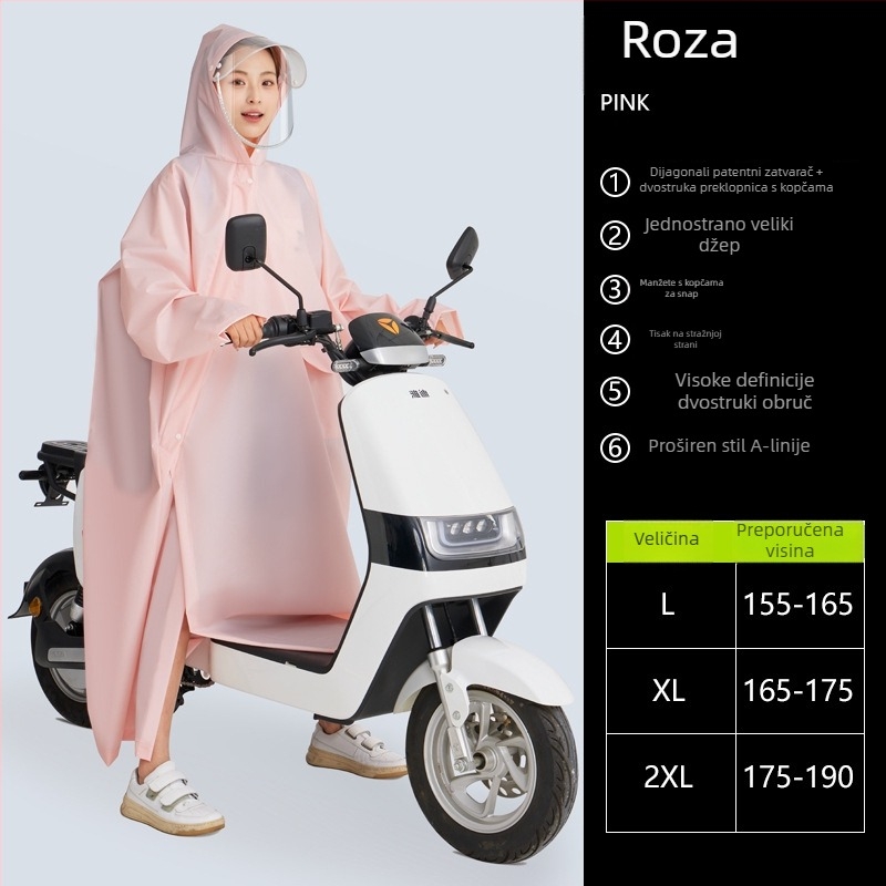 Meisi EVA odrasli kišni pončo za motocikle i električna vozila sa dijagonalnim zatvaračem, uobičajene debljine
