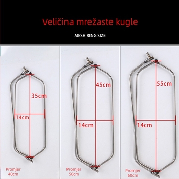 Sklopiva glava ribarske mreže, od nehrđajućeg čelika, trokutastog oblika