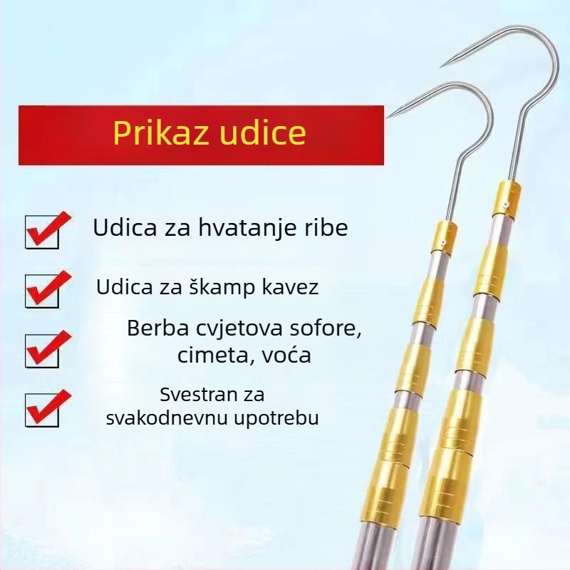 Izvlačni štap za mrežu s navlakom, za sakupljanje voća u visini, prenosni štap mreže za velike ribe