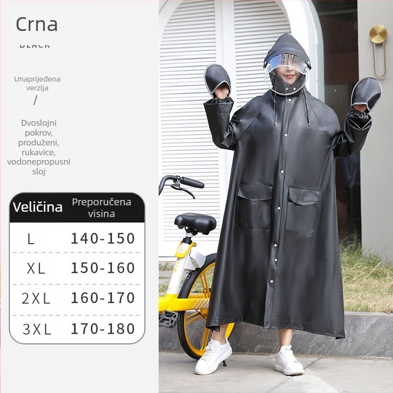 Odrasli EVA kišni pončo za planinarenje i motocikle/električna vozila, prozračan, s rukavicama, poboljšan