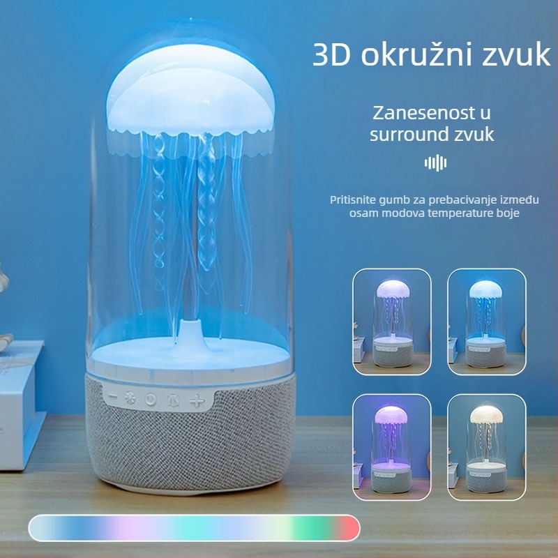 Bluetooth zvučnik u obliku meduze za kućnu upotrebu, kompaktna stolna dekoracija s dugim trajanjem baterije - Bluetooth 5.0, 5W, 100 Hz-20 kHz, 1000-1200 mAh, domet 10 m.