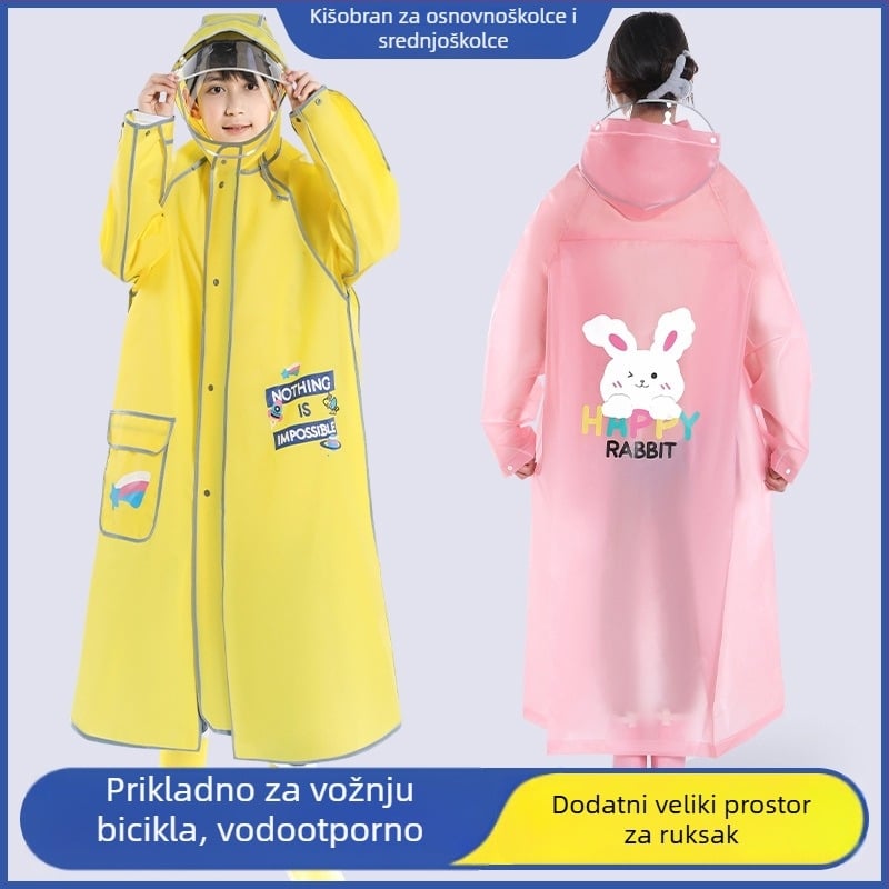 Dječji kišni pončo, potpuno tijelo, EVA tkanina, crtani stil, težina 0,3 kg