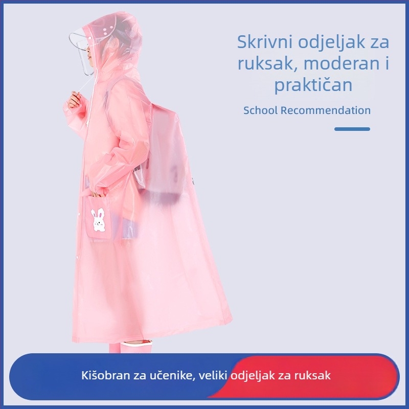 Dječji kišni pončo, potpuno tijelo, EVA tkanina, crtani stil, težina 0,3 kg