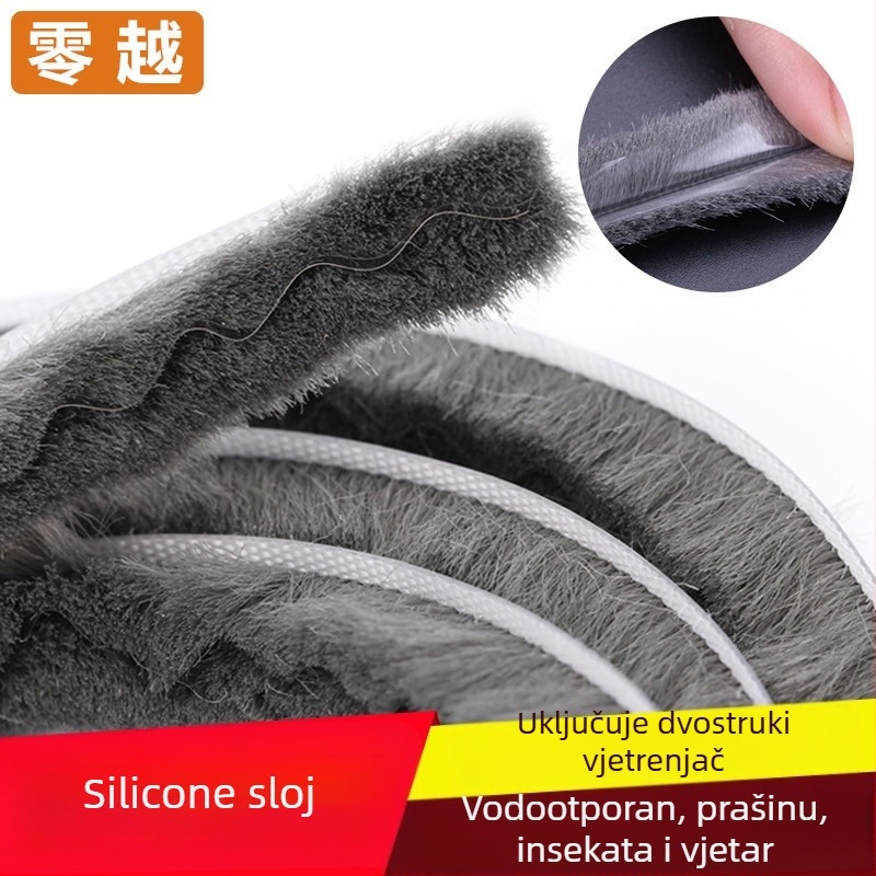 Zaptivna traka tipa slot za aluminijska vrata i prozore – silikonizirani vrh, vodootporna, otporna na prašinu, protiv insekata i vjetra, moderni minimalistički stil