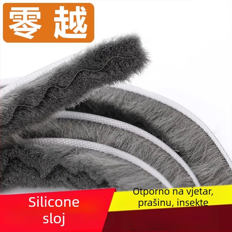 Zaptivna traka tipa slot za aluminijska vrata i prozore – silikonizirani vrh, vodootporna, otporna na prašinu, protiv insekata i vjetra, moderni minimalistički stil
