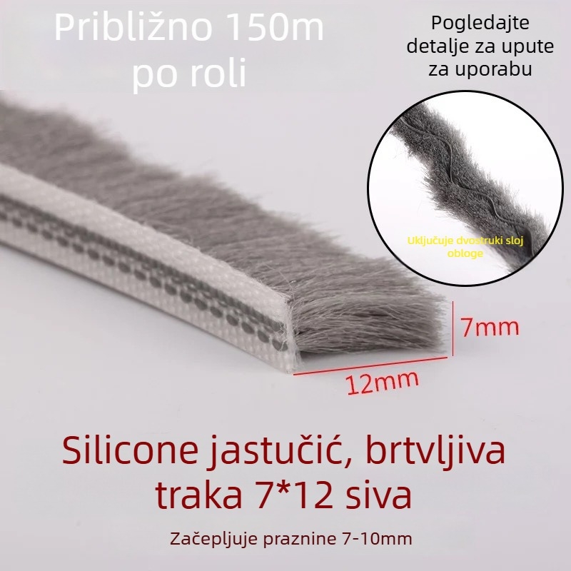 Zaptivna traka tipa slot za aluminijska vrata i prozore – silikonizirani vrh, vodootporna, otporna na prašinu, protiv insekata i vjetra, moderni minimalistički stil