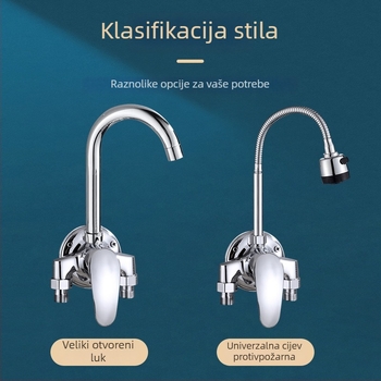 Mesing zidni kuhinjski faucet s keramičkim kartridž ventilom, topla i hladna voda, jednostruki dizajn