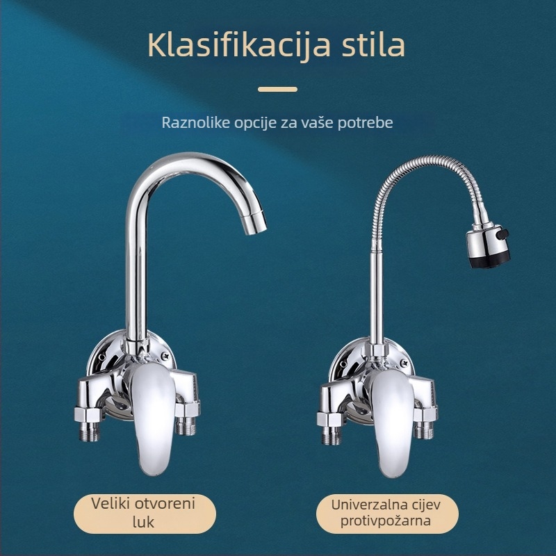 Mesing zidni kuhinjski faucet s keramičkim kartridž ventilom, topla i hladna voda, jednostruki dizajn