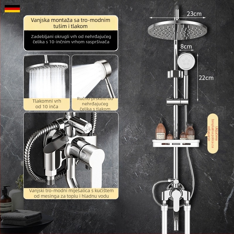 Mesingani tuš set za zidni montažni, moderan stil, okrugla tuš glava, neto težina 3 kg