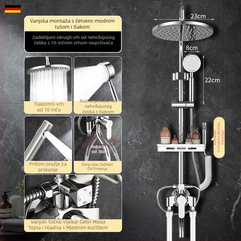 Mesingani tuš set za zidni montažni, moderan stil, okrugla tuš glava, neto težina 3 kg