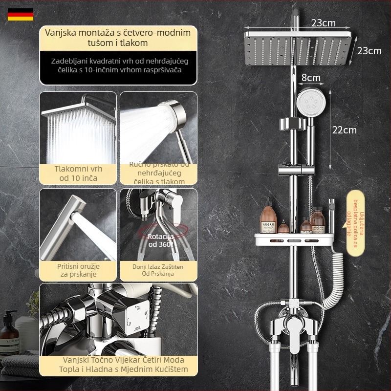 Mesingani tuš set za zidni montažni, moderan stil, okrugla tuš glava, neto težina 3 kg