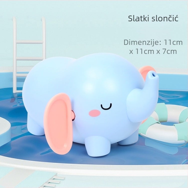 Igračke za kupanje s pedalujućim pokretom – ABS materijal, 11×11×7 cm, prikladno za djecu od 0 do 3 godine.