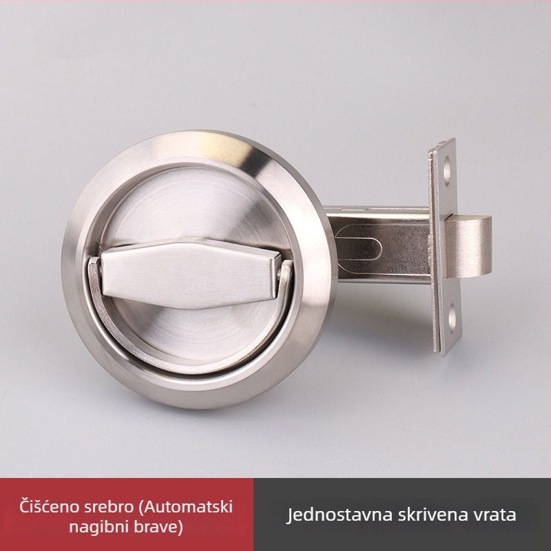 Okrogla brava s ručkom-001, 304 nehrđajući čelik, brušeni završni sloj, površinska montaža, teški mehanizam zaključavanja