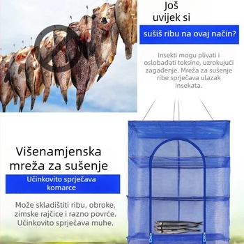 Sklopiva mreža za sušenje ribe i povrća, zaštita od muha, najlon konstrukcija, porijeklo Kina, bez brenda