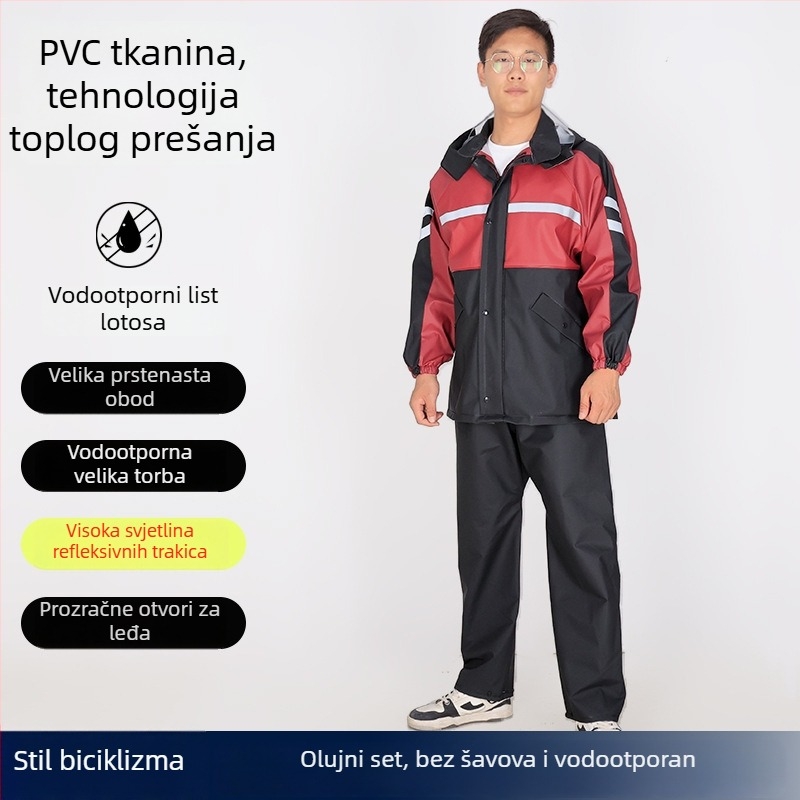 Set kabanica za odrasle, podijeljeni dizajn, PVC tkanina, za 1 osobu, šavovi visokofrekvencijskim zavarivanjem