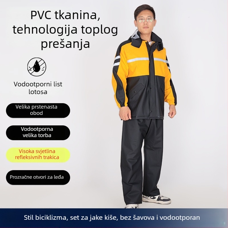 Set kabanica za odrasle, podijeljeni dizajn, PVC tkanina, za 1 osobu, šavovi visokofrekvencijskim zavarivanjem
