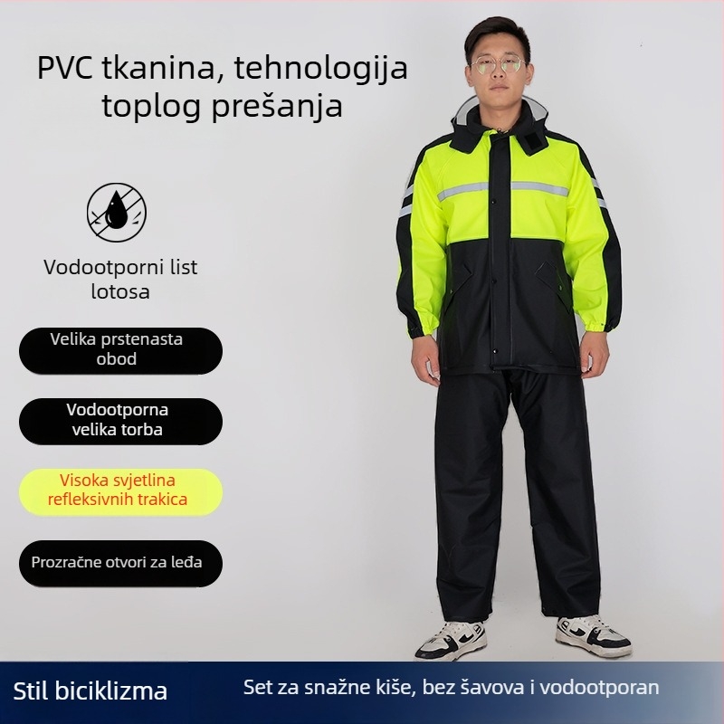 Set kabanica za odrasle, podijeljeni dizajn, PVC tkanina, za 1 osobu, šavovi visokofrekvencijskim zavarivanjem