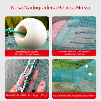 Potpuni set: mreža s tigrovim ustima, mreža za ribu u obliku osam, mreža velikog promjera za ribolov, mreža za riječnu škampu s bijelim prugama, riječna barijerna mreža