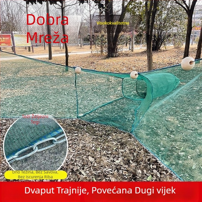 Potpuni set: mreža s tigrovim ustima, mreža za ribu u obliku osam, mreža velikog promjera za ribolov, mreža za riječnu škampu s bijelim prugama, riječna barijerna mreža
