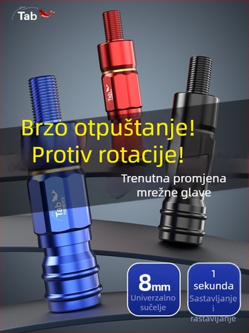 Tab adapter za mrežnu ručicu – brz spoj, brzo uključivanje/isključivanje, anti-rotacijska mrežna glava i dodaci za šipku mreže