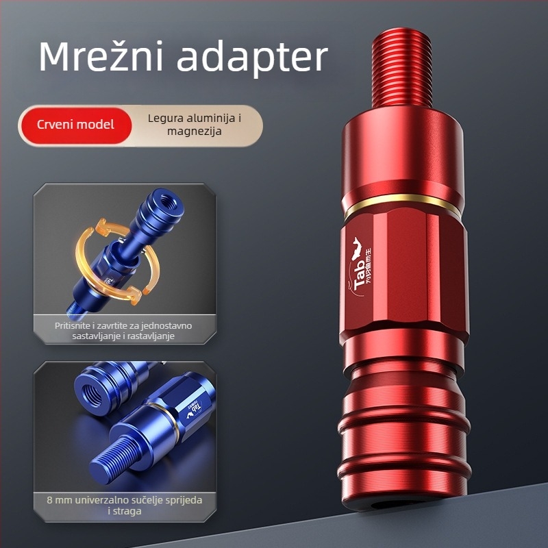 Tab adapter za mrežnu ručicu – brz spoj, brzo uključivanje/isključivanje, anti-rotacijska mrežna glava i dodaci za šipku mreže