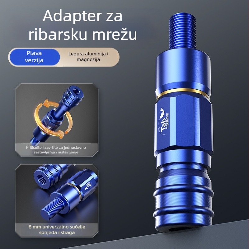 Tab adapter za mrežnu ručicu – brz spoj, brzo uključivanje/isključivanje, anti-rotacijska mrežna glava i dodaci za šipku mreže