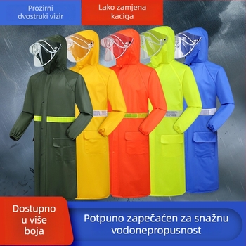 Teški kišni pončo s produljenim krojem, laminirana pletena tkanina i PVC vodootporni sloj, za borbu protiv poplava i sanitarnu službu