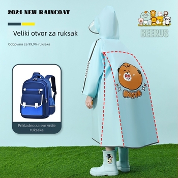 Dječji kišni pončo od EVA materijala, debeli stil, s tiskanim logotipom, za planinarenje