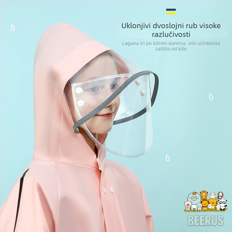 Dječji kišni pončo od EVA materijala, debeli stil, s tiskanim logotipom, za planinarenje