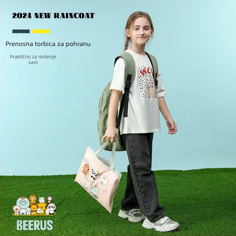 Dječji kišni pončo od EVA materijala, debeli stil, s tiskanim logotipom, za planinarenje