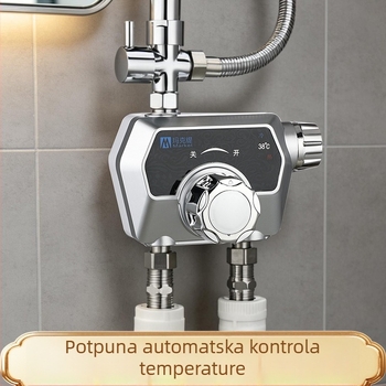 Termostatski miješac za tuš iz nehrđajućeg čelika — jednodijelni dizajn; termostatsko jezgro ventila; otvaranje ključem.