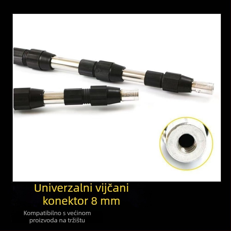 Nehrđajući čelični štap za mrežu, višenamjenski teleskop, 3–6 sekcija, kompatibilan s glavom mreže, hvatačem voća, nožem, kukom i kosom