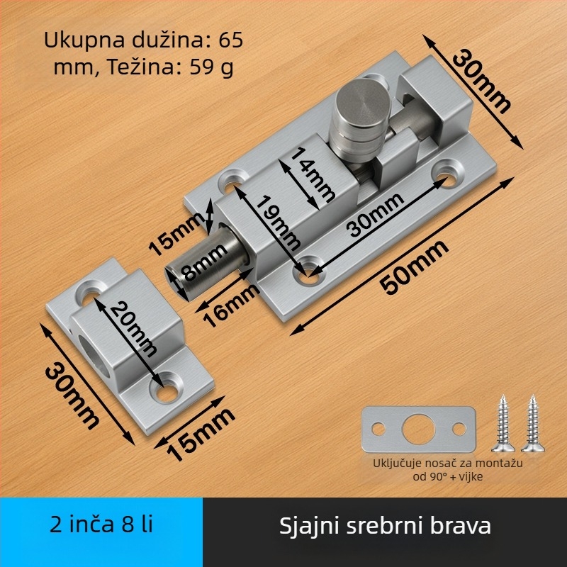 Površinski montirani vrata Type A, čvrsti opružni mehanizam i zaključavanje kopče; Materijali: nehrđajući čelik + aluminijska legura; Završna obrada: elektroplating; Stil: moderni minimalistički