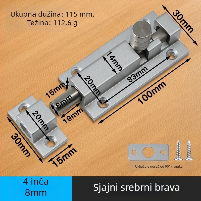 Površinski montirani vrata Type A, čvrsti opružni mehanizam i zaključavanje kopče; Materijali: nehrđajući čelik + aluminijska legura; Završna obrada: elektroplating; Stil: moderni minimalistički