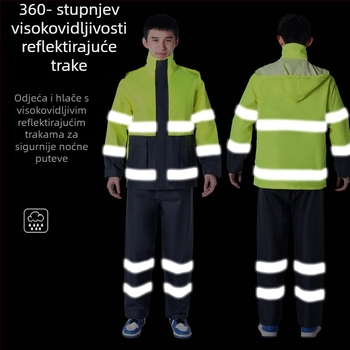 Podijeljeni kišni pončo od PVC materijala, PU vodonepropusni sloj, debljina 22, za odrasle, za bicikliste