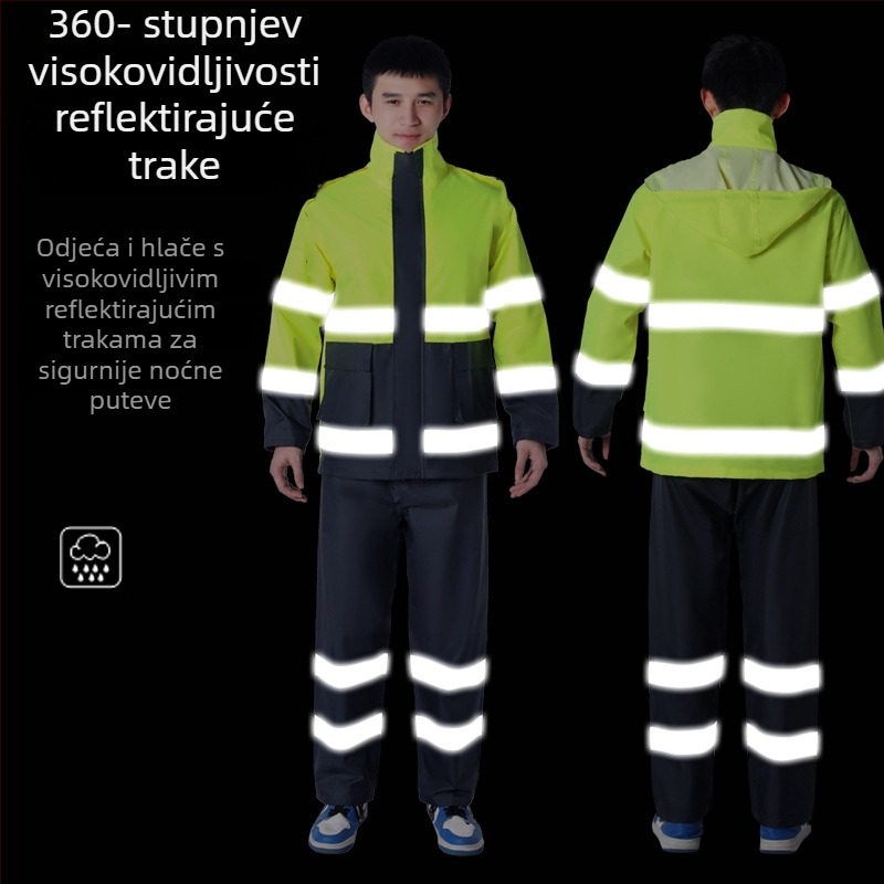 Podijeljeni kišni pončo od PVC materijala, PU vodonepropusni sloj, debljina 22, za odrasle, za bicikliste